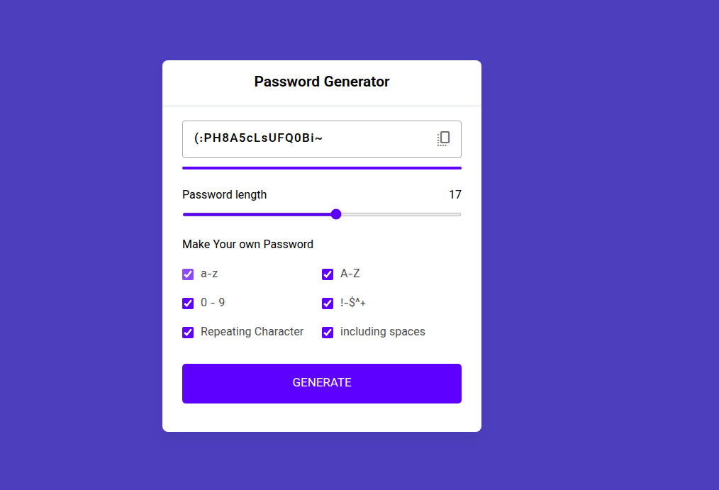 Custom Password Generator website preview image