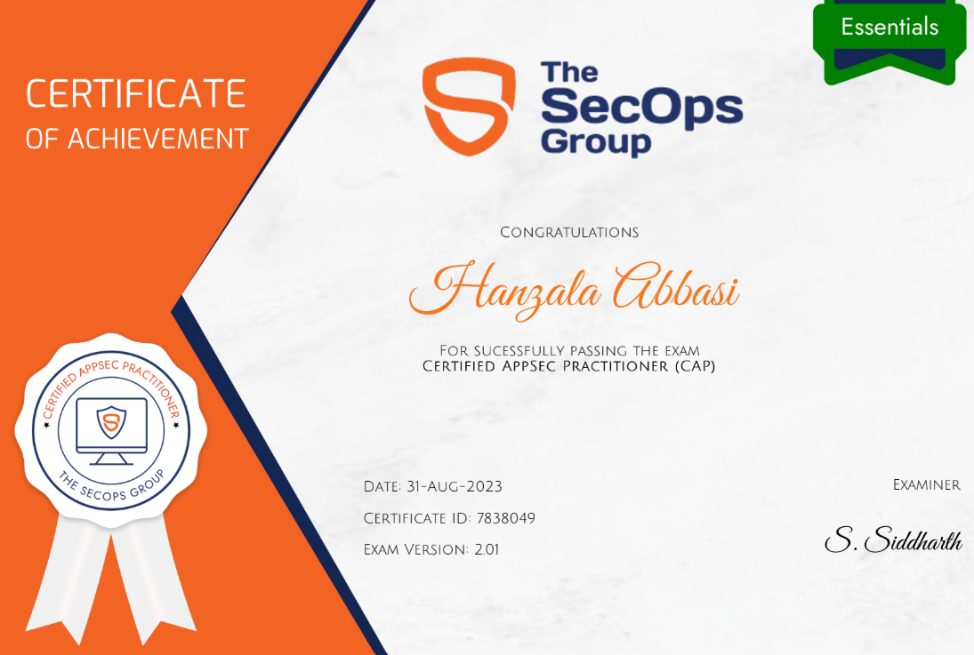 Certified AppSec Practitioner by SecOps